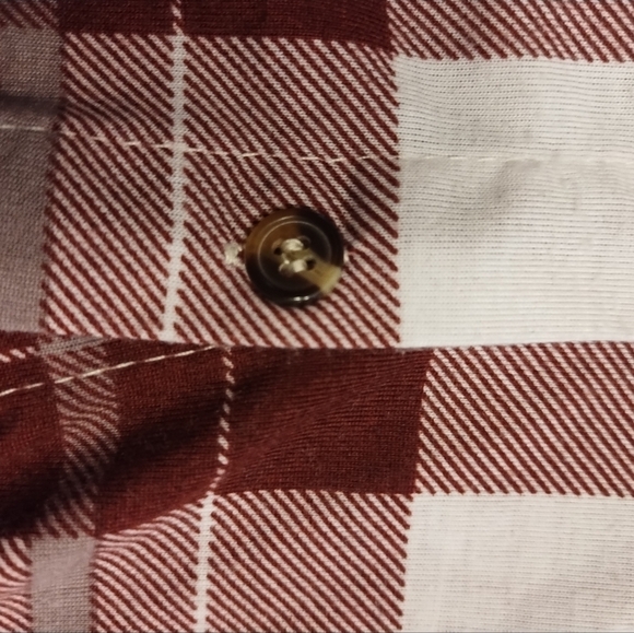 Stella Tweed wm long sleeve burgundy and white plaid button down/up shirt Small - Picture 6 of 12
